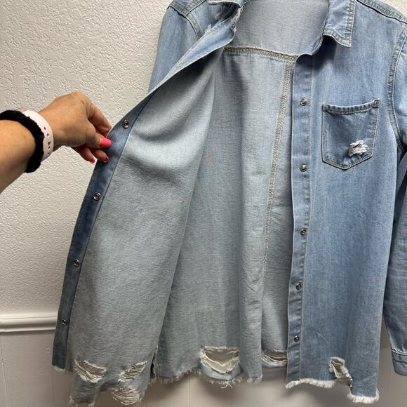 V580 Soft & Distressed DENIM Shirt, Jacket or Dress US Women’s Small Long Sleeve - Picture 5 of 13